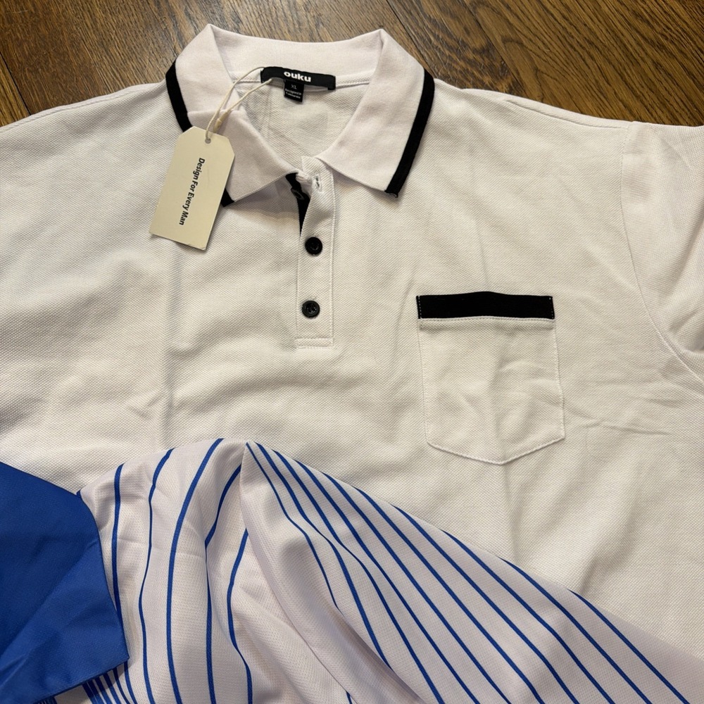 NWT Ouku Polo Shirts Lot of 3 Mens XL Modern Collar 2 Short, 1 Long Sleeve - Picture 10 of 10